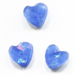 Nagy strassz szív, intarziás (25) - kék, szivárványos fóliával